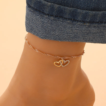 Rhinestone Heart Sparkling Anklet