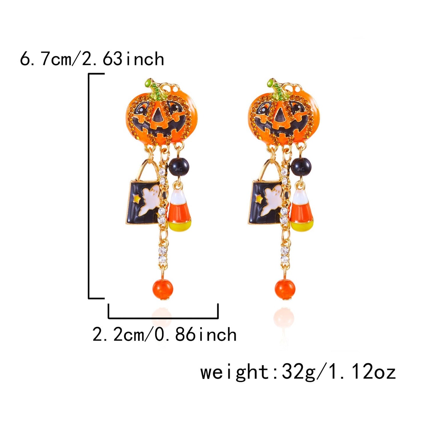 Halloween Pumpkin Ghost Tassel Dangle Earrings