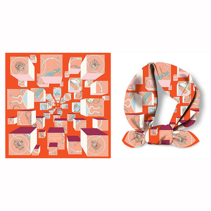 Splicing Colorful Art Print Square Satin Scarf
