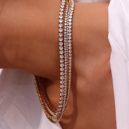 Simple Zircon Elegant Layered Link Necklace