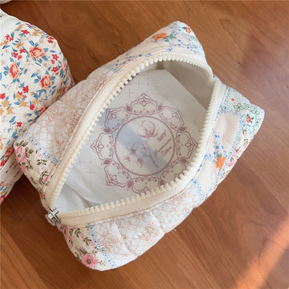 Floral Print Padded Simple Make Up Bag