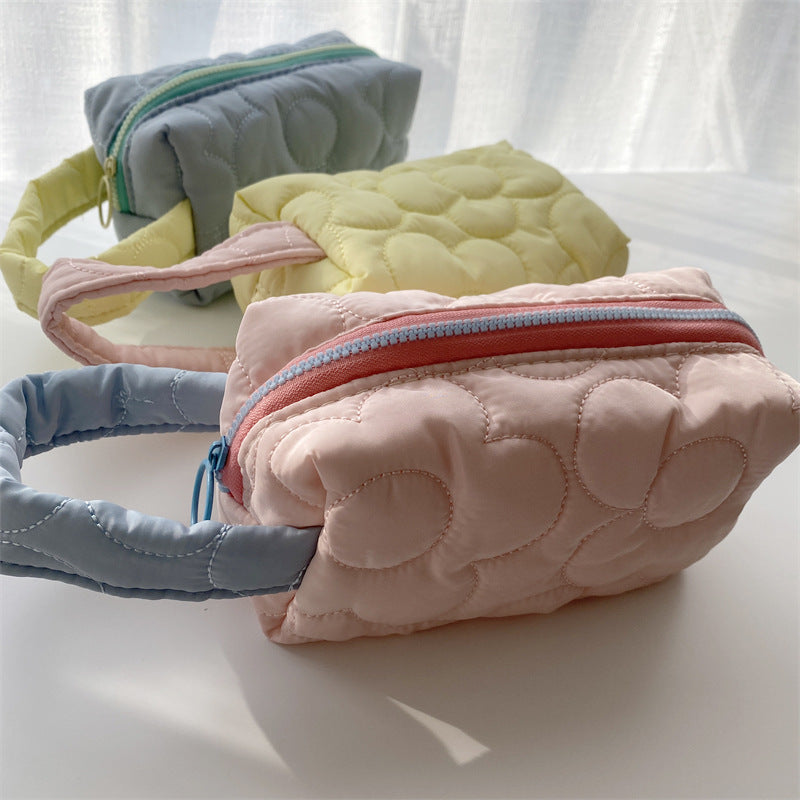 Flower Color Block Simple Make Up Bag