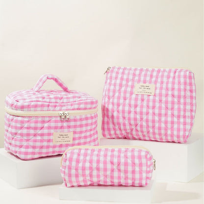 Colorful Plaid Large Capacity Make Up Bag