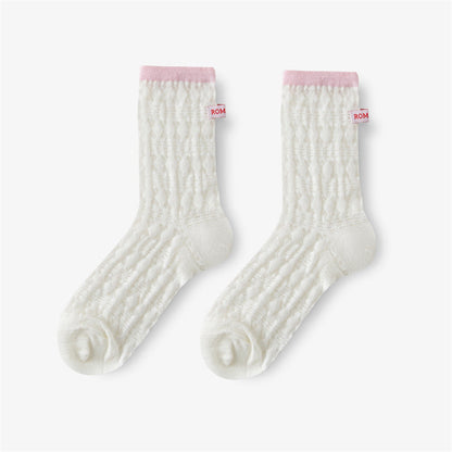 Color Block Hollow Mesh Thin Socks