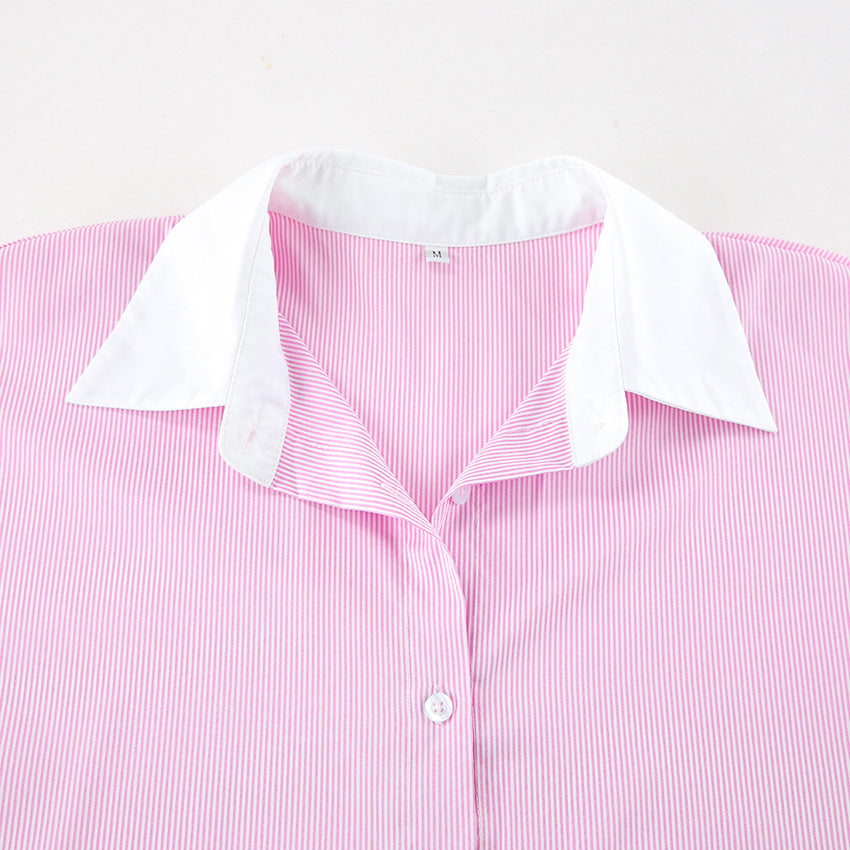 Casual Color Block Striped Long Sleeve Top