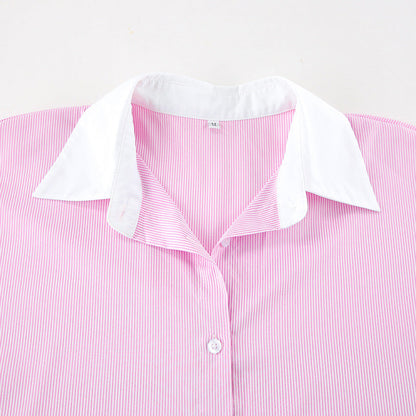 Casual Color Block Striped Long Sleeve Top