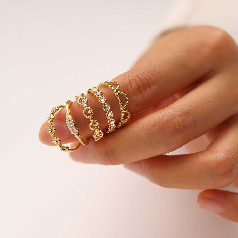 Rhinestone Hollow Out Open Trendy Adjustable Ring