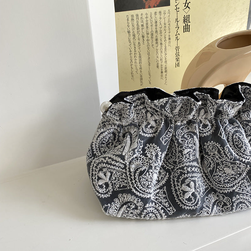 Floral Embroidered Lace Cosmetic Bag