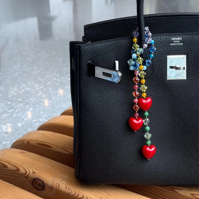 Red Heart Pendant Keychain Bag Charm