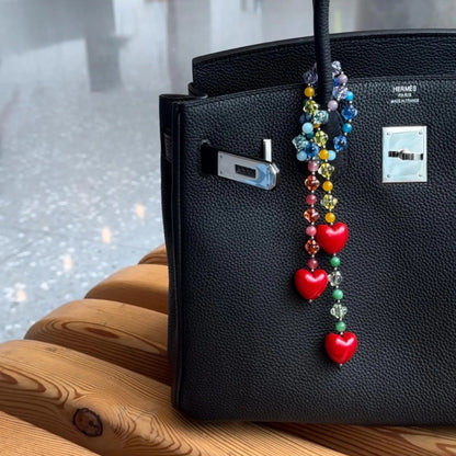 Red Heart Pendant Keychain Bag Charm