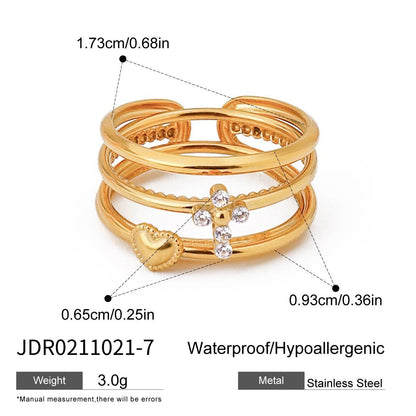 Zircon Layered Adjustable Wide Ring