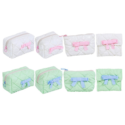 Candy Color Bow Decor Makeup Bag