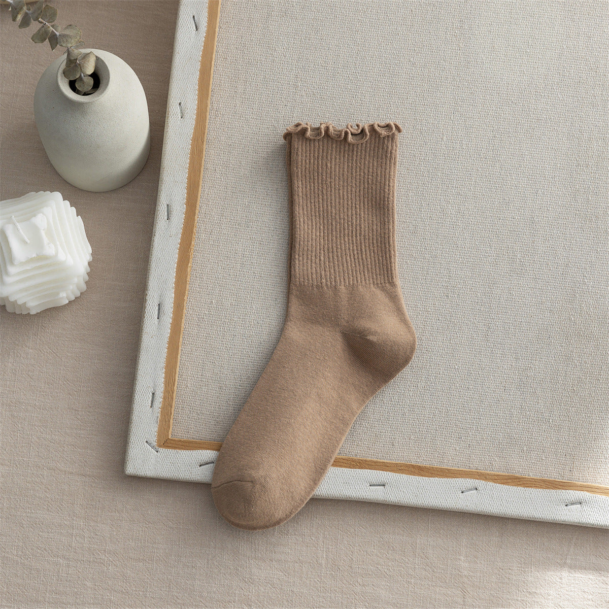 Flounce Solid Color Simple Sweet Socks