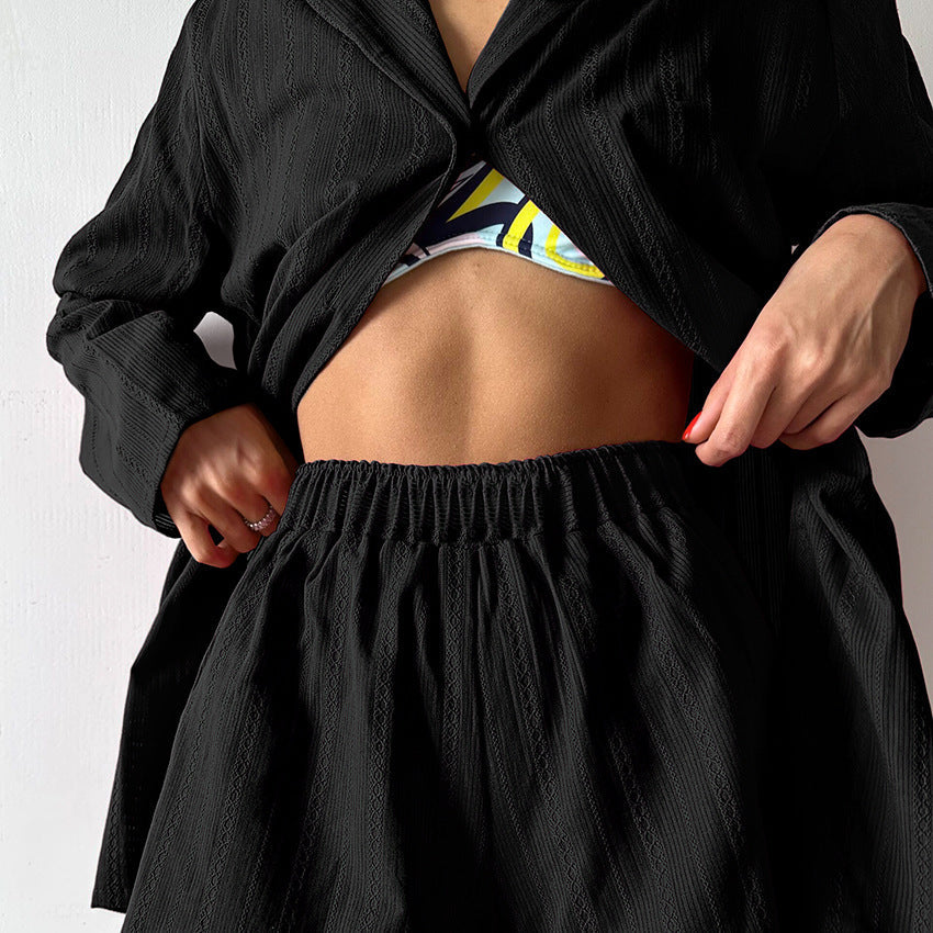 Stripe Jacquard Soft Sleepwear Sets