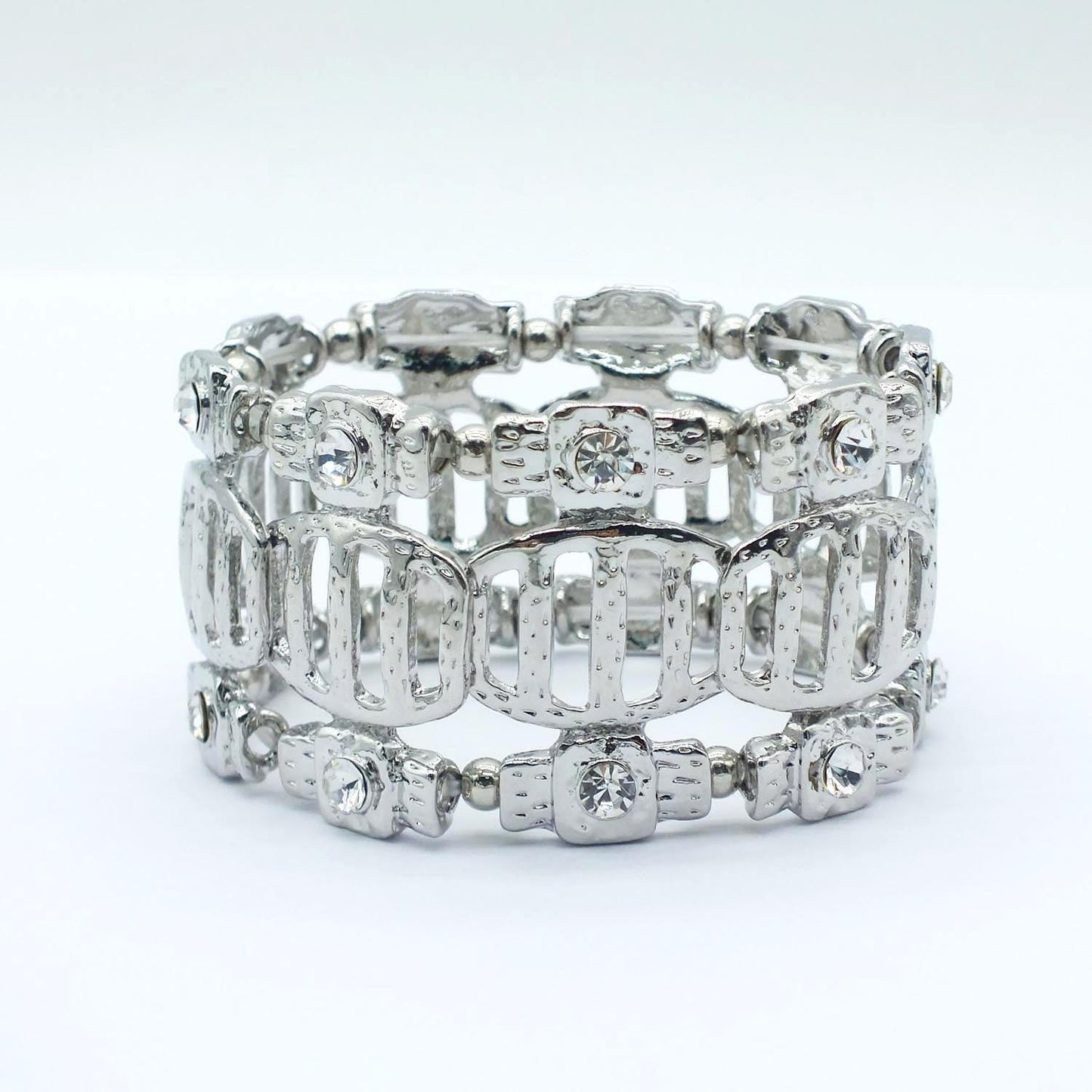 Retro Geometric Rhinestone Stretch Bracelet