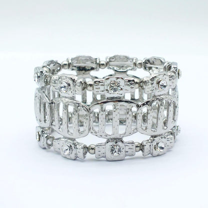 Retro Geometric Rhinestone Stretch Bracelet