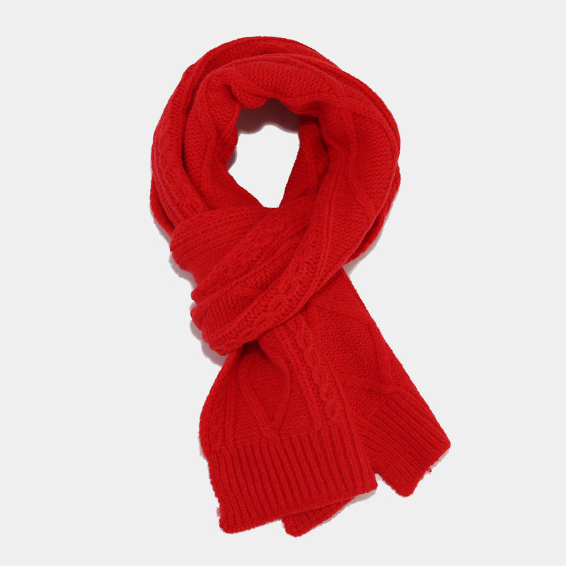 Solid Color Twist Simple Knit Hat & Scarf Sets