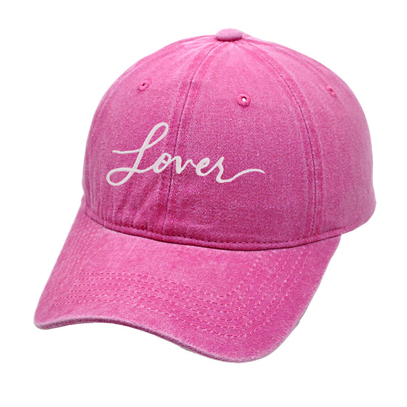 Letter Embroidered Washed Simple Baseball Caps