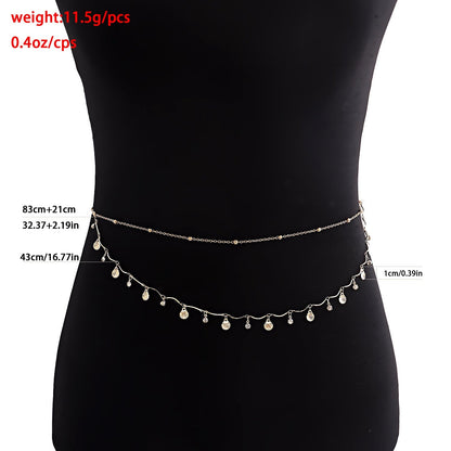Simple Shell Sequin Rhinestone Waist Chain