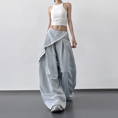 Asymmetric Casual High Waisted Wide Leg Pants