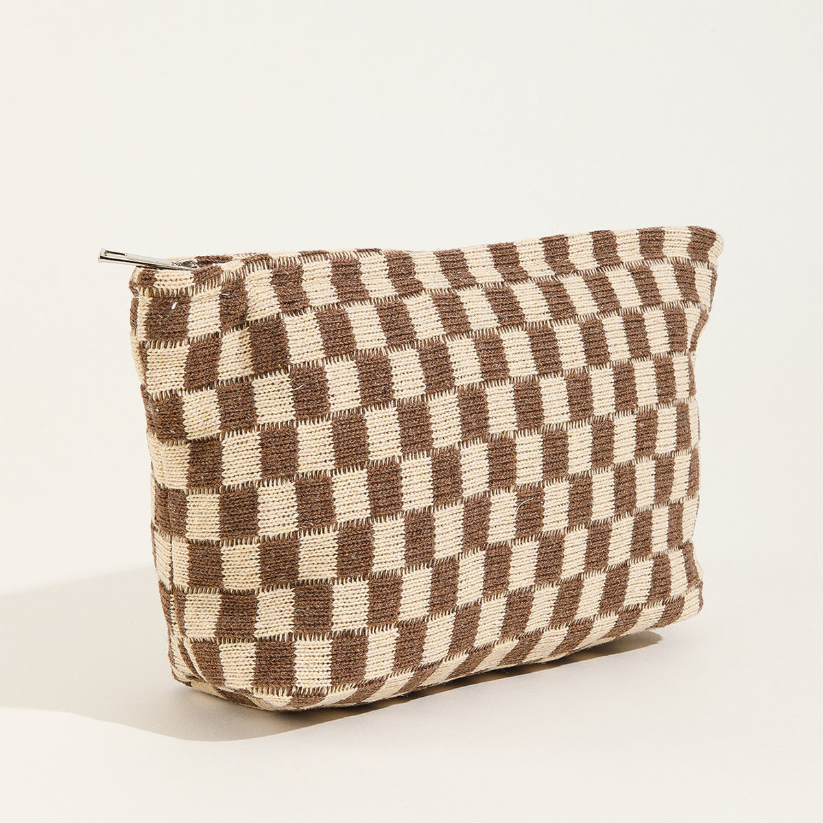 Plaid Color Block Lage Capacity Make Up Bag