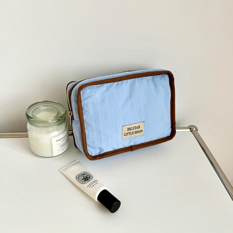 Cute Color Block Soft Makeup Bag