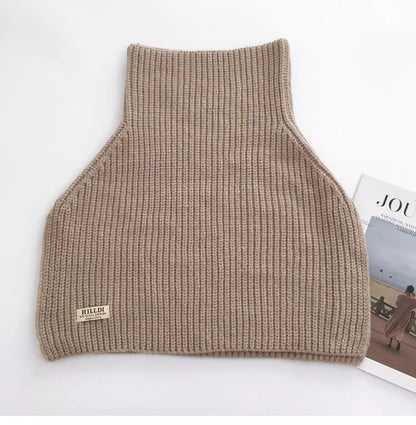 Solid Color Pullover High Neck Knitted Scarf