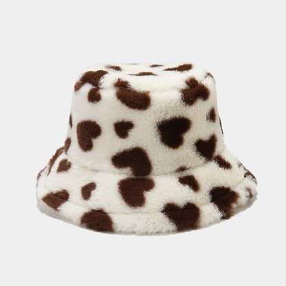 Love Print Plush Warm Cute Bucket Hats