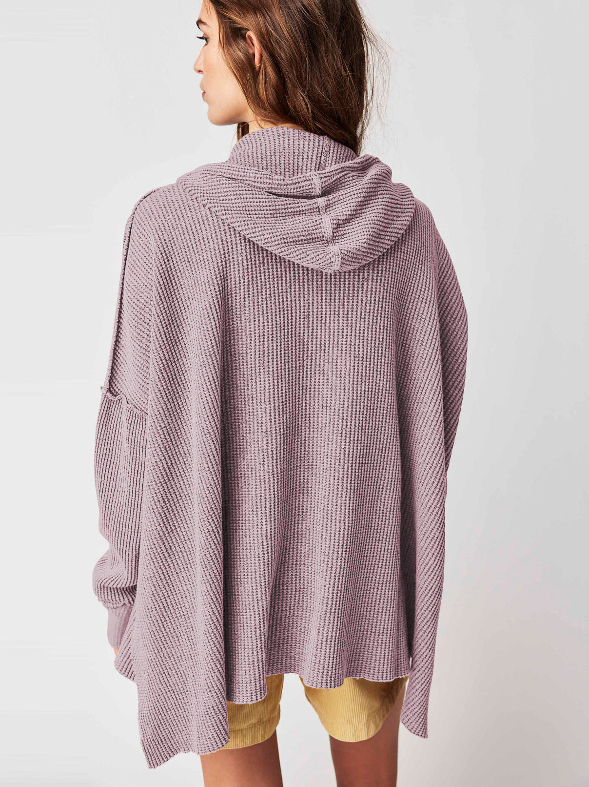 Solid Color Loose Split Hooded Sweatshirt