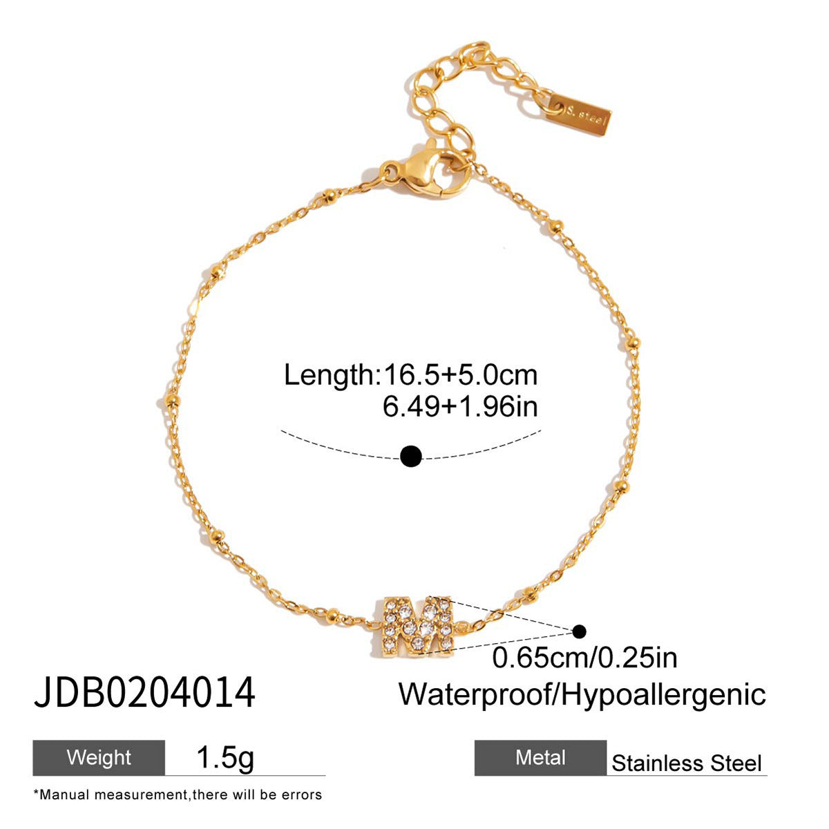 Gold Plated Charm Linked Chain Strand Bracelet