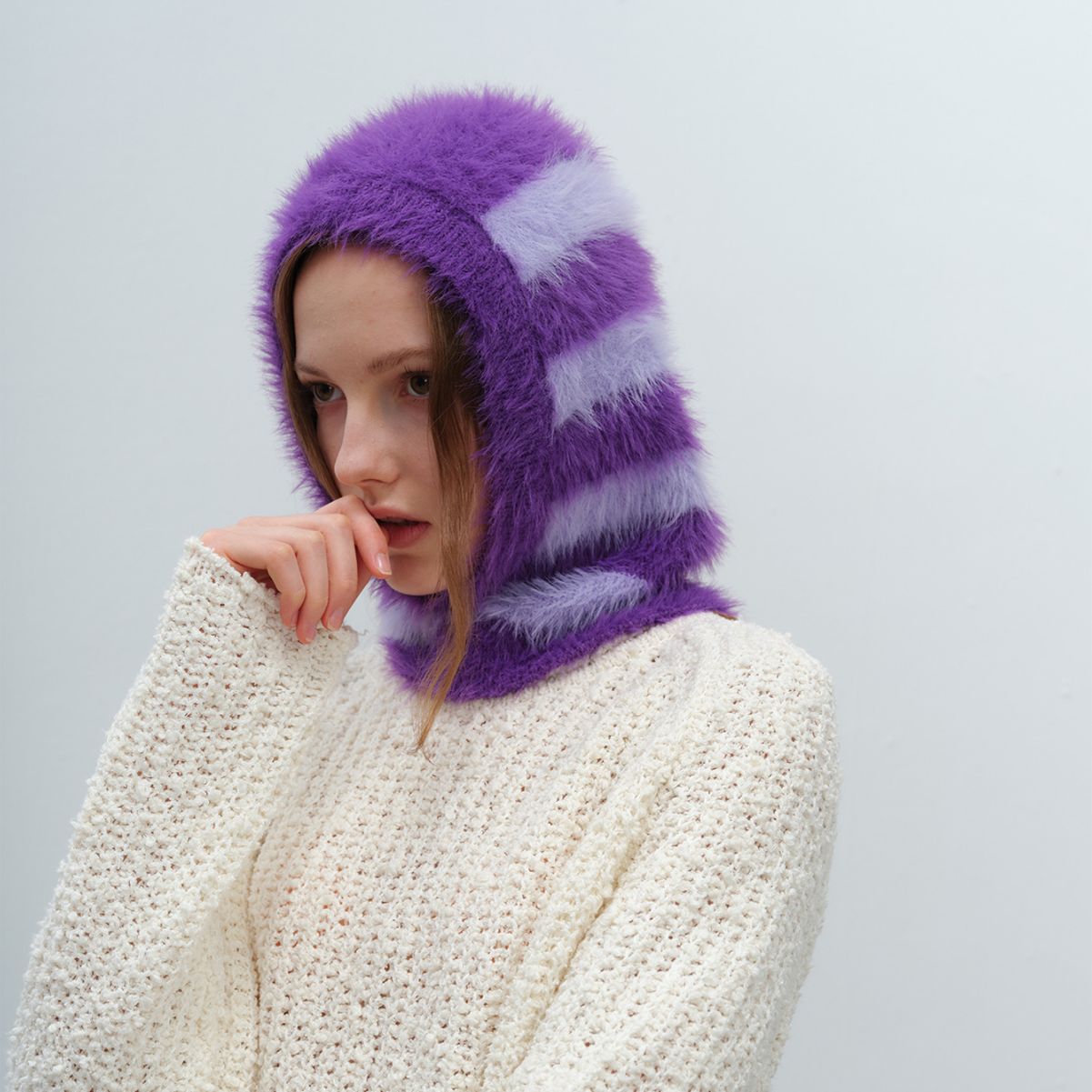 Striped Color Block Pullover Hat Scarve