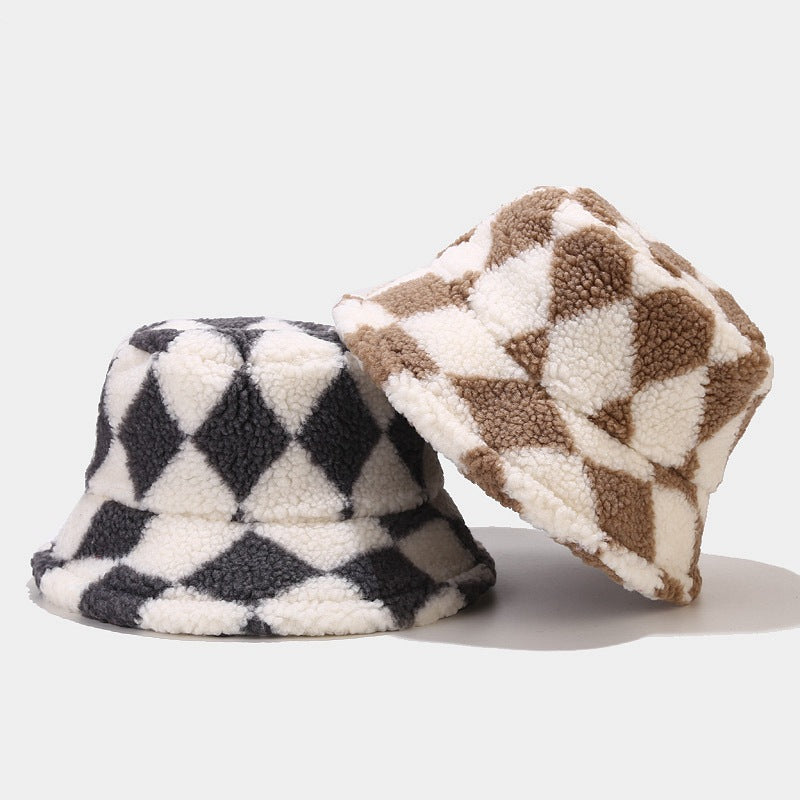 Diamond Pattern Rocker Fleece Bucket Hats