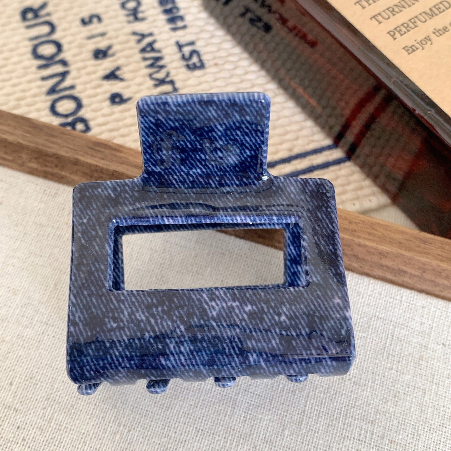 Simple Blue Geometric Acetate Hair Claw