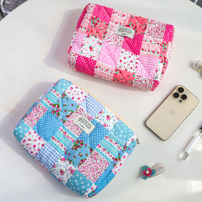 Colorful Flower Print Portable Make Up Bag