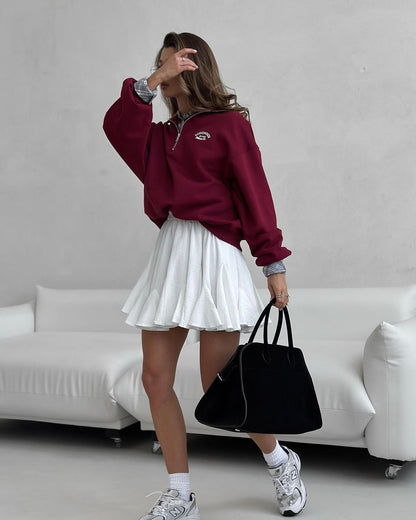 Vintage Letter Print Lapel Hoodie