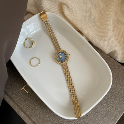 Vintage Crystal Bezel Oval Quartz Watch