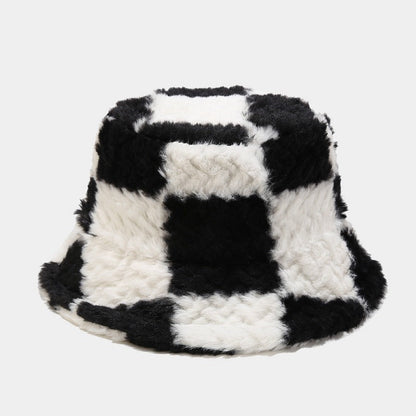 Checker Contrast Color Thicken Bucket Hats