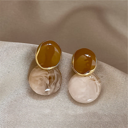 Elegant Khaki Simple Acrylic Earrings