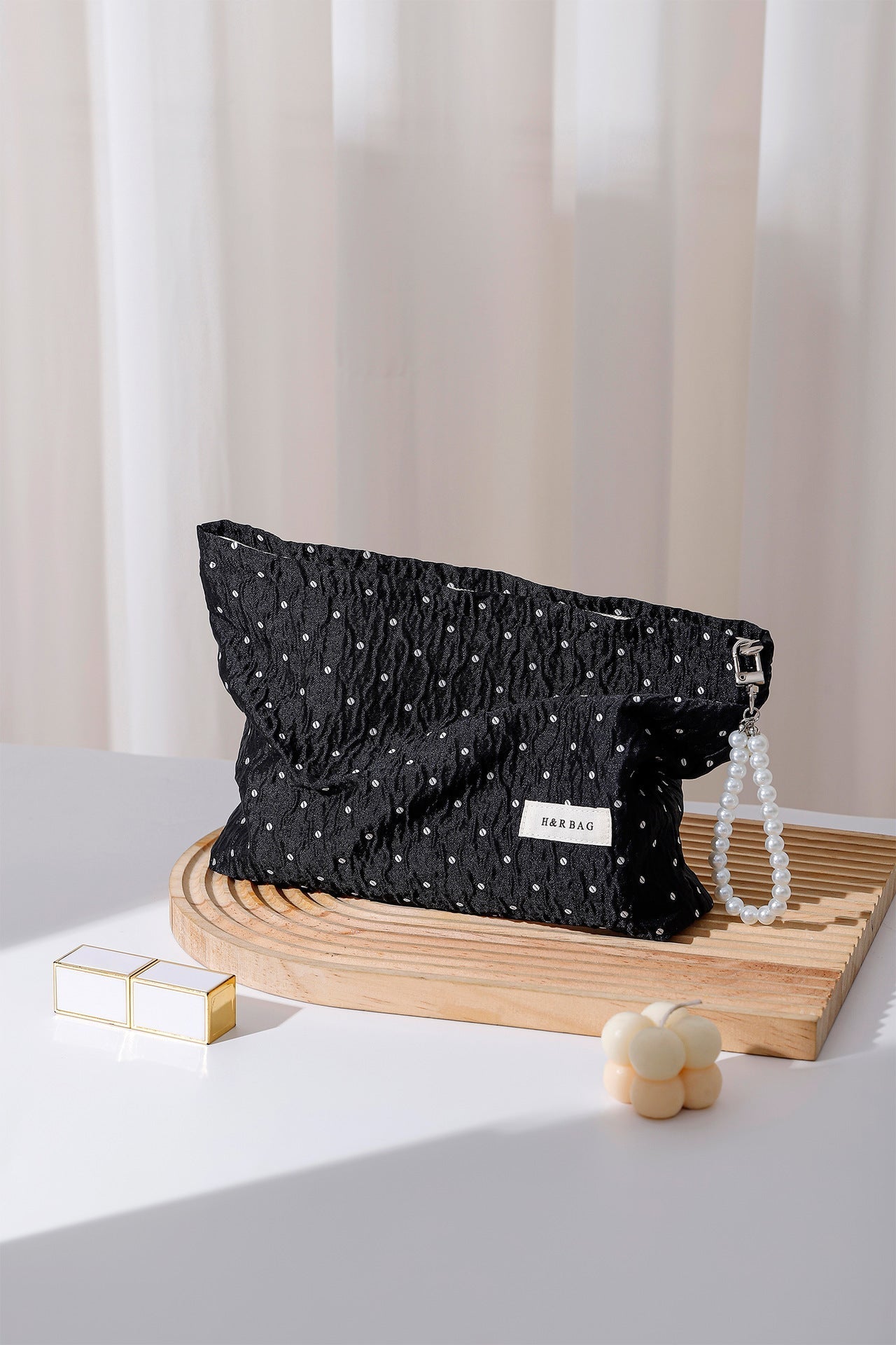 Polka Dot Color Block Simple Cosmetic Bag