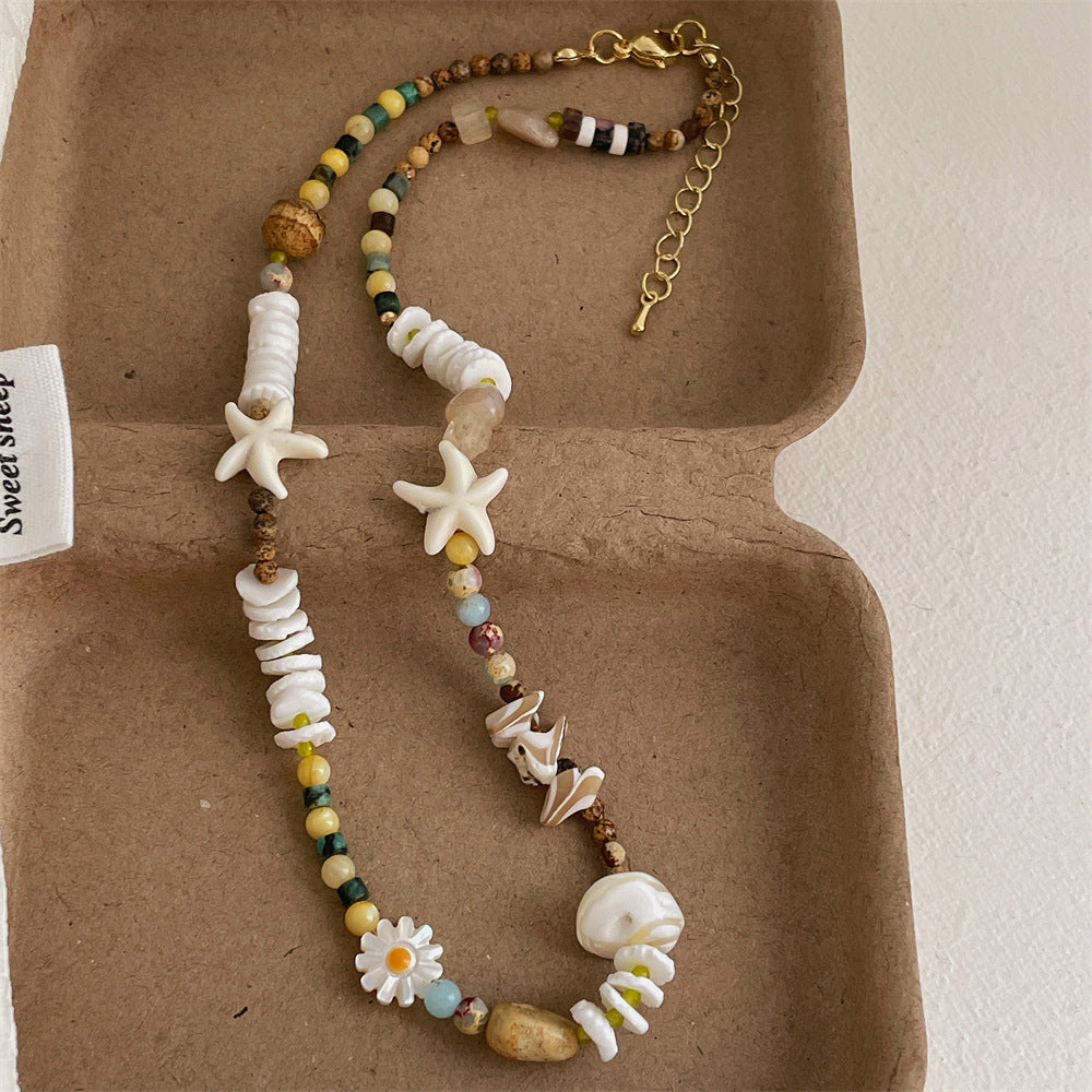 Trendy Irregular Natural Stone Beaded Choker Necklace