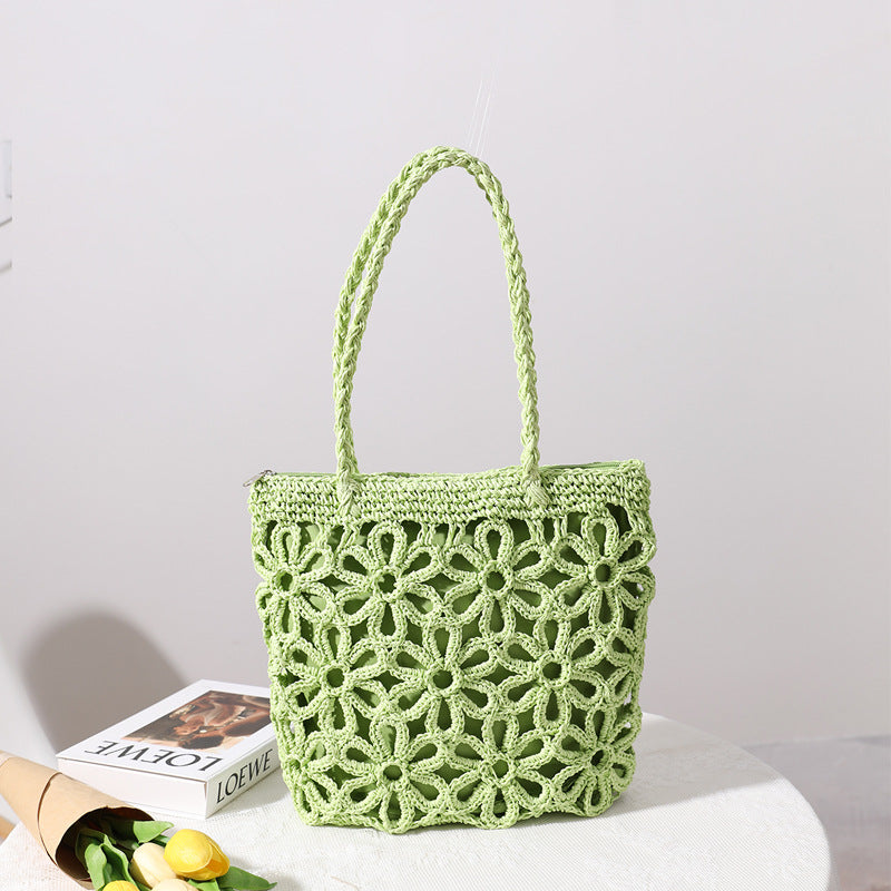 Flower Hollow Out Solid Color Shoulder Bag