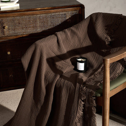 Retro Tassel Solid Color Soft Knit Blanket