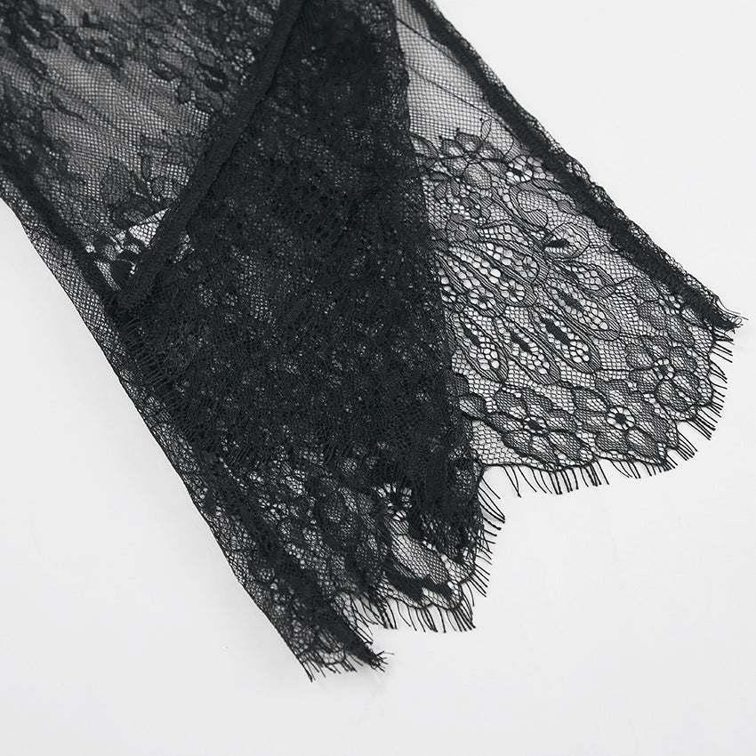 Lace See Through Side Split Long Dress