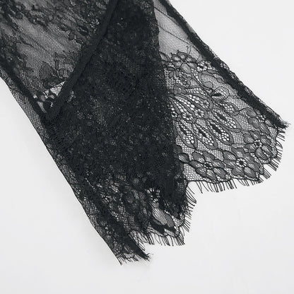 Lace See Through Side Split Long Dress