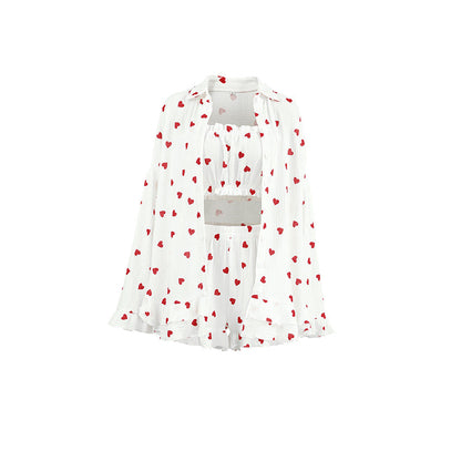 Love Print Flounce Sexy Sleepwear Sets