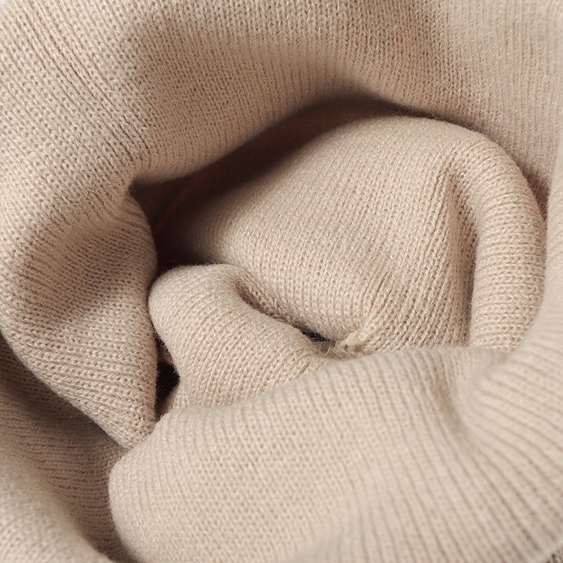 Simple Solid Color Tab Knit Beanie