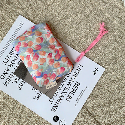 Simple Flower Print Mini Make Up Bag