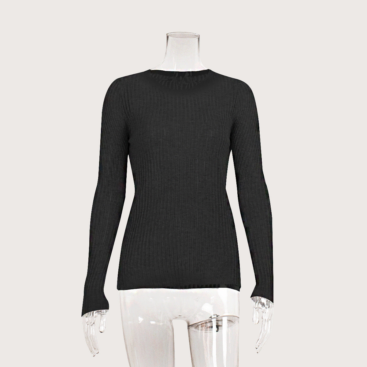 Round Neck See Through Knit Top