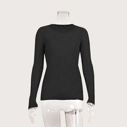 Round Neck See Through Knit Top