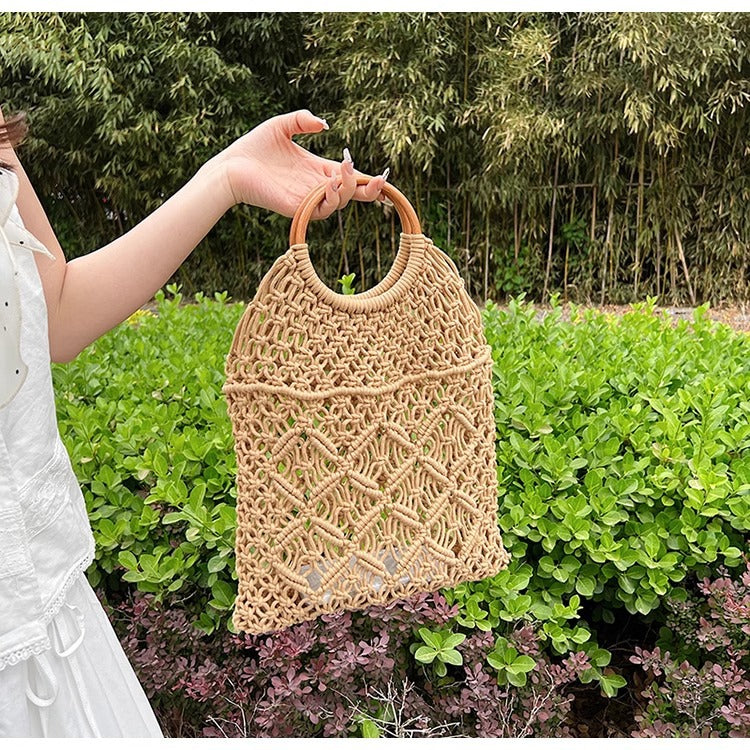Handmade Woven Hollow Out Beach Handbag